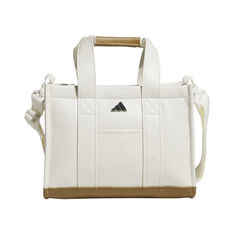 アディダス　ゴルフ用品 合成皮革 ラウンドトートバッグ ［NS (W26cmxH20cmxD12cm)］ オフホワイト×ブロンズストレータ　JUT55