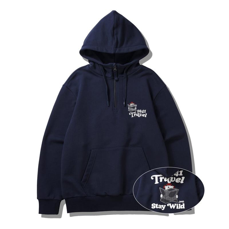 ハーフネック ベア グラフィック フード付きTシャツ (JQ1THU221NA)