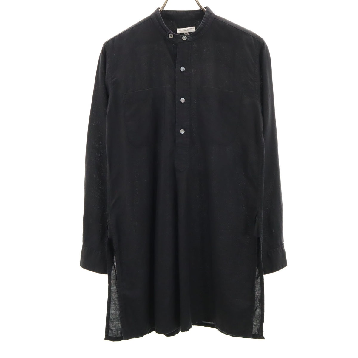 ENGINEERED GARMENTS エンジニアドガーメンツ USA製 リネンブレンド 長袖 ハーフボタン シャツ XS 黒 プルオーバー メンズ 古着