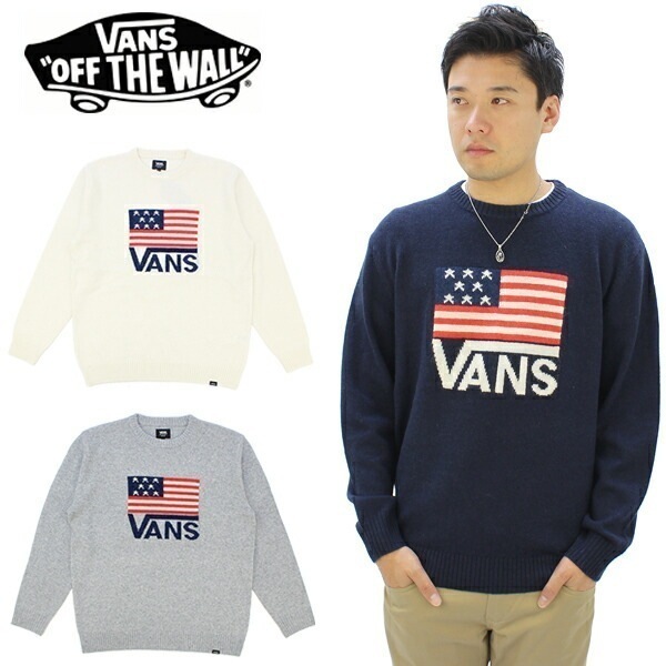 バンズ(VANS)American Flag Jacquard Crew Knit メンズ セーター ニット