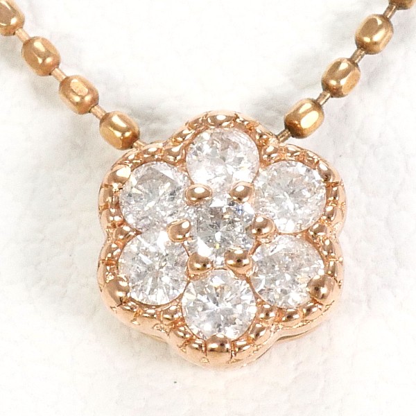 K10 10金 PG ピンクゴールド ネックレス ダイヤ 0.16 約40cm ジュエリー 中古