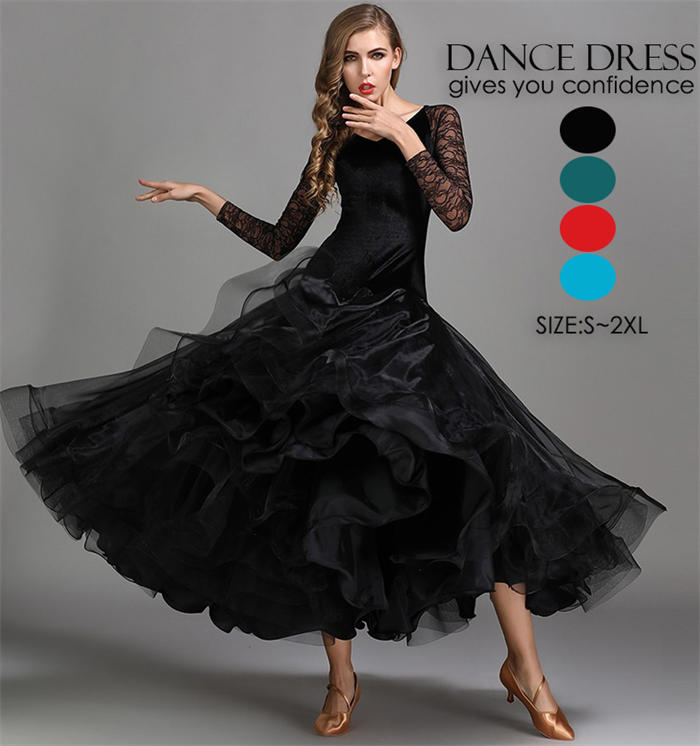 ダンス ダンス専門服 衣装 ワンピース 大きい裾 4色 社交ダンス 競技着 おしゃれ タンゴ服 モダンダンス 舞台 演出 イベント衣装 ステージ衣装 ラテンダンス ダンスウエア 練習着 ダンスワンピー