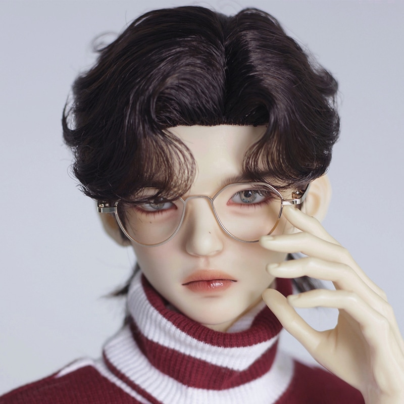 1/3 BJD ドールウィッグ 手入れ 漫画パーマ ウルフスタイル ショート SD/小顔SDサイズ球体関節人形用短髪 ダークブラウン