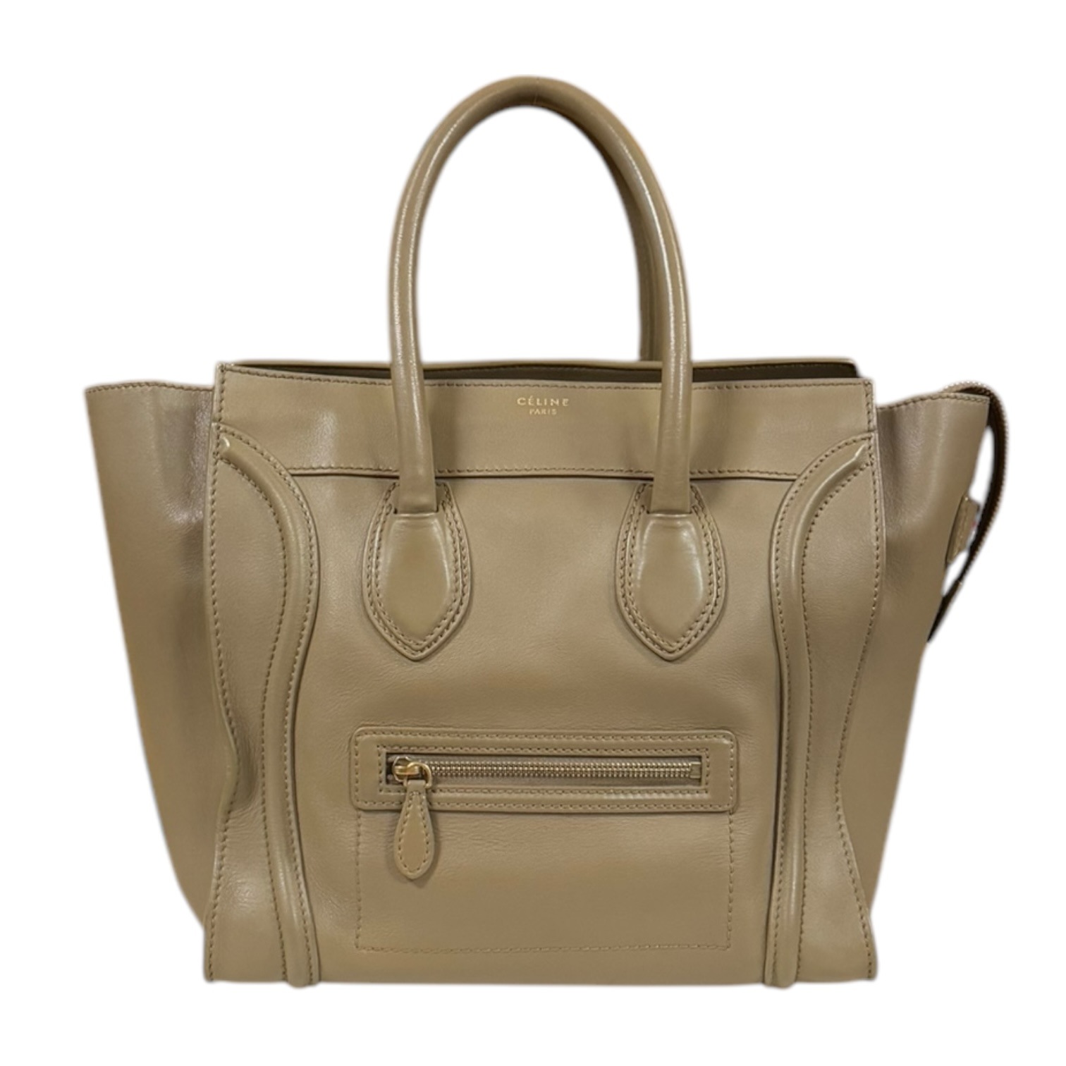 セリーヌ ラゲージミニショッパー ハンドバッグ レザー ベージュ CELINE 中古