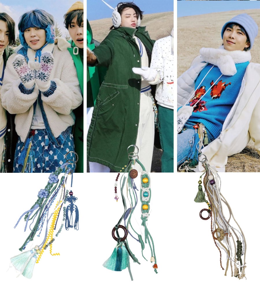 15w (BTS BTS ジミンジョングクRM着用)ハンドメイド 結び タッセル キーホルダー