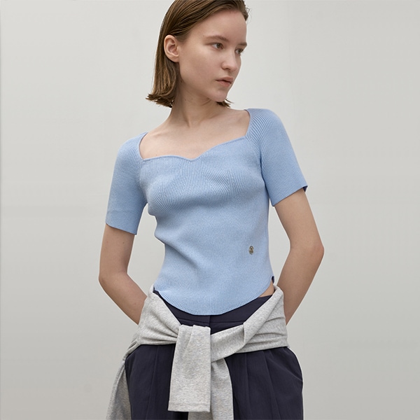 (T-6849)CONNIE HEART NECK KNIT