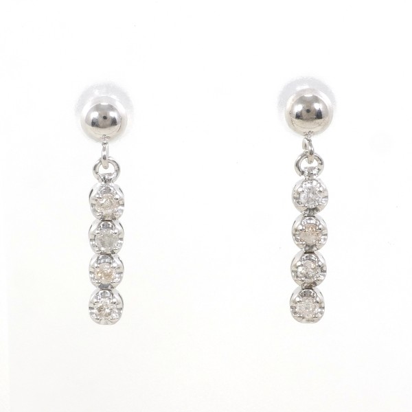 K14 14金 WG ホワイトゴールド ピアス ダイヤ 総重量約1.1g ジュエリー 中古