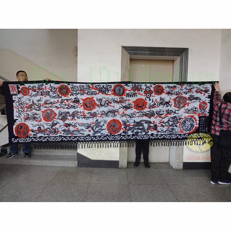 Folk Art Wall Decor Hanging Batik Tapestry Ancient Dragon Variety Figures(Chinese Loong) 110x380cm 34,450円
