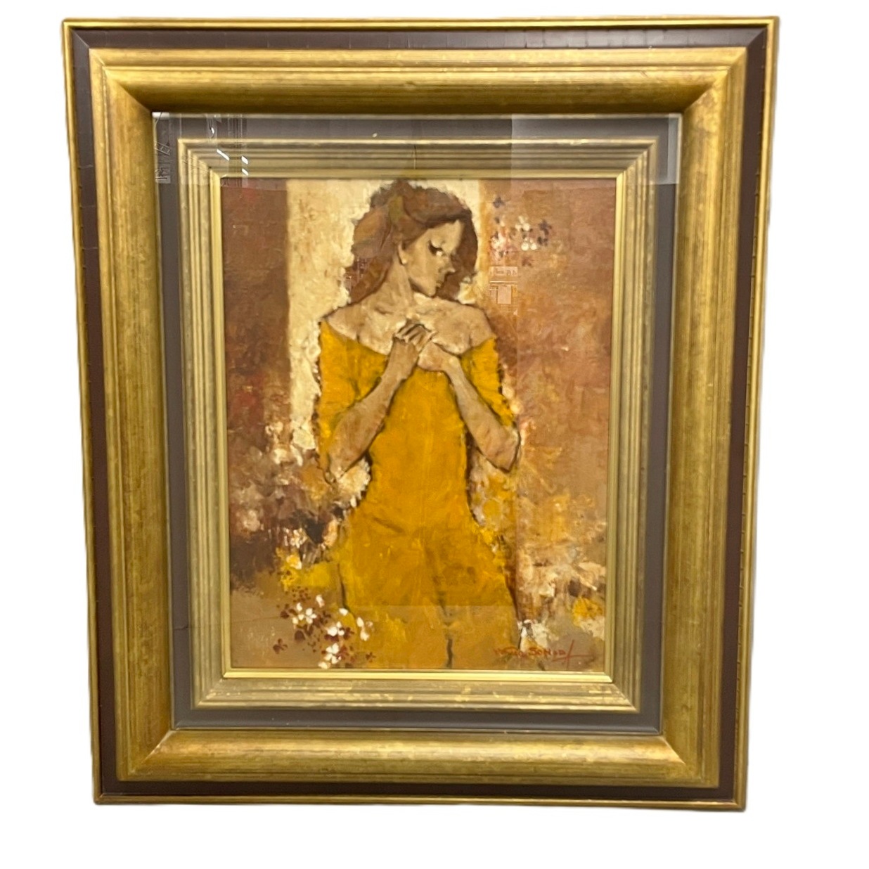 園田随夫 肉筆油彩画 真作 約54.5×63.5×7.5cm 6号