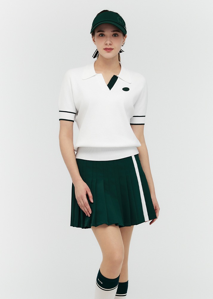 DUVIK オープンカラー オーバーフィット セーター / WHITE