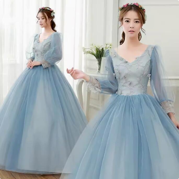 【早い者勝ちタイムセール】洋服 花嫁の介添え人 ロングドレス 高級感 パーティードレス プリンセスライン 袖あり ロング丈ワンピース 宴会 ステージ衣装 Aラインドレス 結婚式ドレス 忘年会 お嬢様