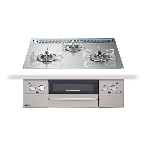 ビルトインガスコンロ プロパンガス用 両側強火タイプ 幅60cm PD-873WT-60GH-LP シャインシルバー FACEIS