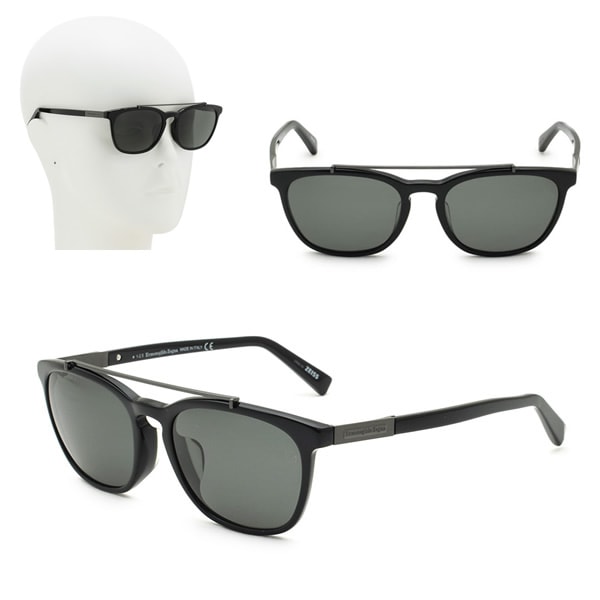 サングラス EZ0044-F/S 01D 54 Ermenegildo Zegna ブラック グレー アジアンフィット UVカット 偏光レンズ メンズ