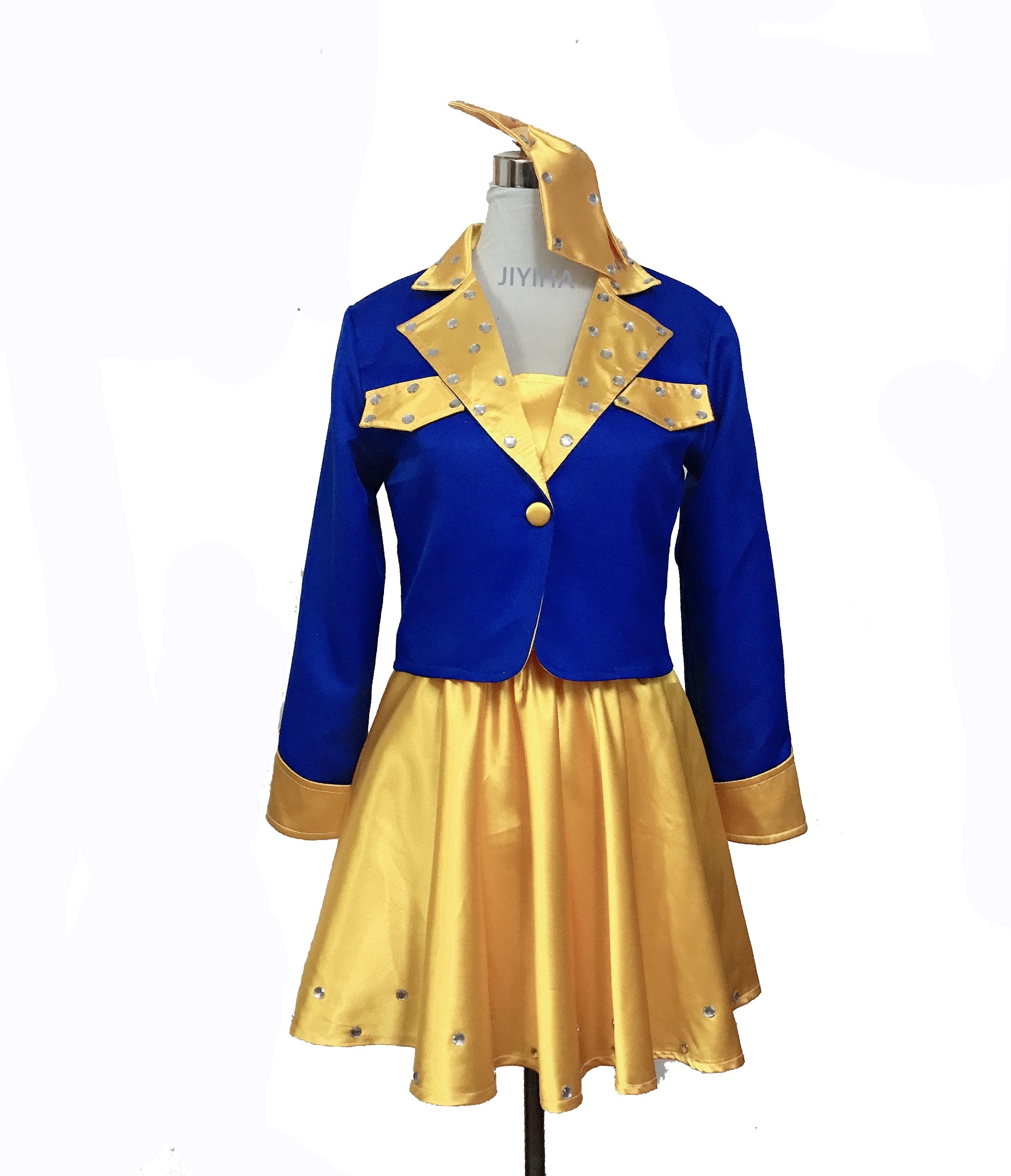 コスプレ衣装 に適合する 森高千里 17才 黄色いミニスカ＋上着 ワンピ ドレス 髪飾り付き コスプレS1299