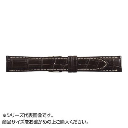 MIMOSA(ミモザ) 時計バンド クロコマット 20mm ブラウン/ホワイトステッチ (美錠:銀) WRM-BW20