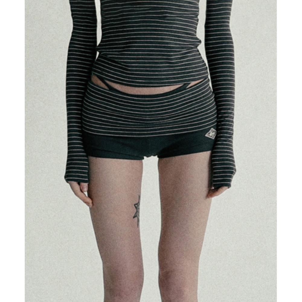 BADBLOOD Beyond Soft Fold Over Shorts Stripe Charcoal w