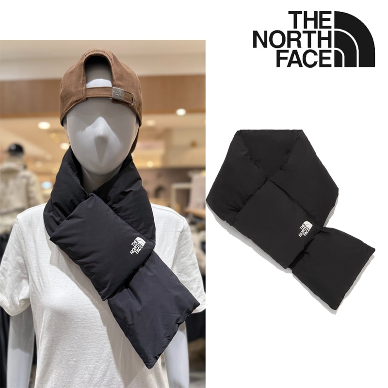 NA5IR90A TNF DOWN MUFFLER 防寒 高保温 軽量 ふんわり 柔らかい コンパクト 携帯便利 ループホール ユニセックス ブラック アウトドア 通勤通学 ギフト 撥水 首元あったか
