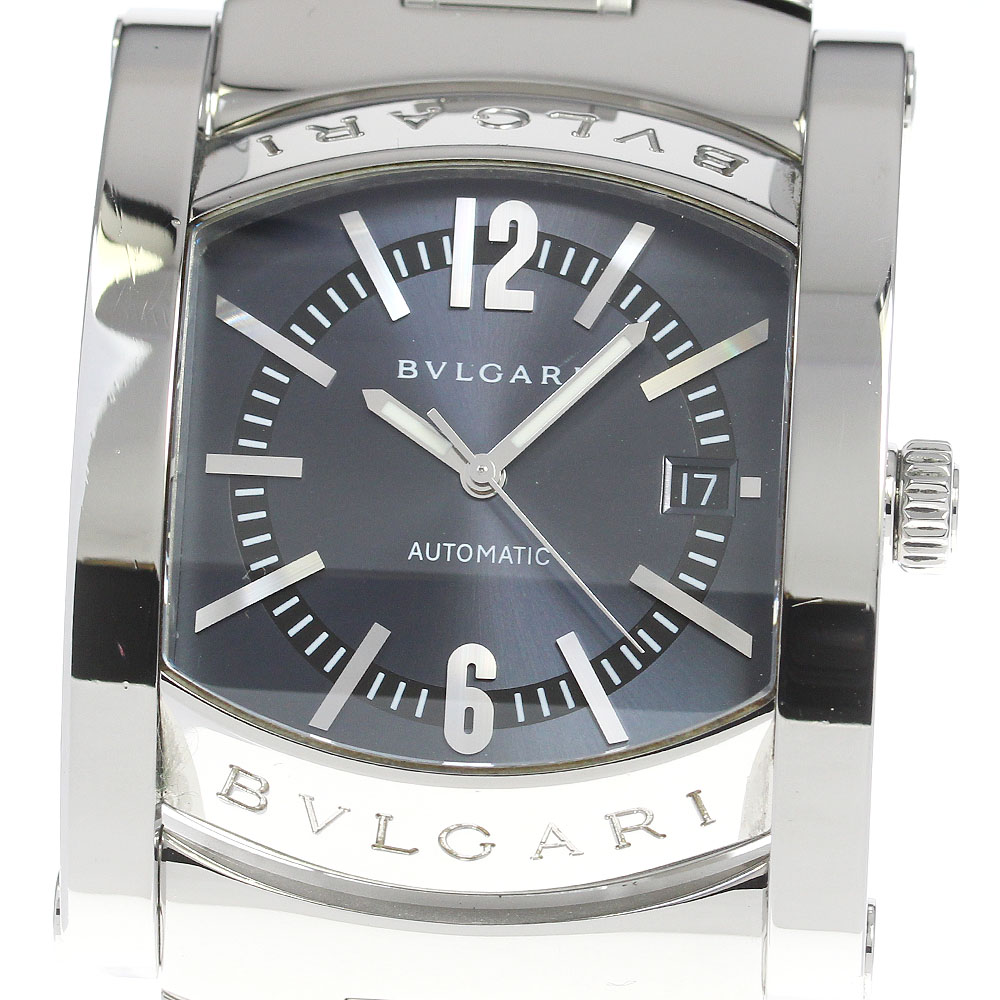 ブルガリ BVLGARI AA48S アショーマ デイト 自動巻き メンズ 箱保証書付き_812223【中古】