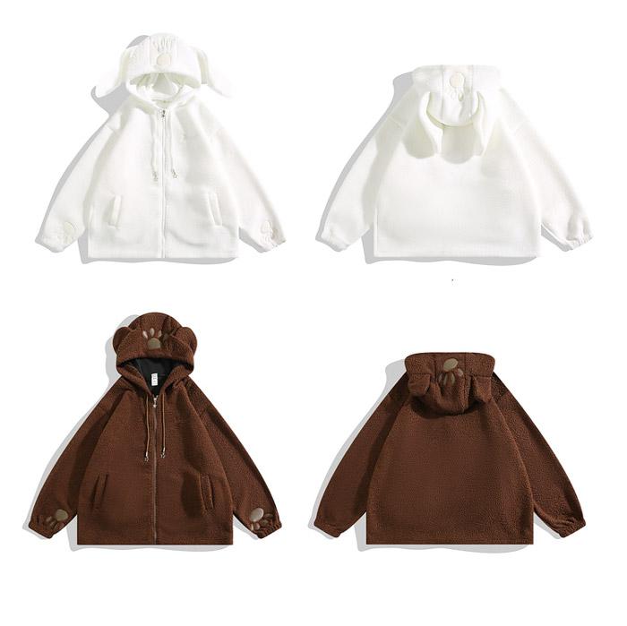 トップスパーカーキュート ガーリー リラックス レディース フード付き ジャケット 兎耳パーカー ゆったり 白 体型カバー トップス カジュアル ブラウン メンズ くま耳 カーディガン クマ耳パーカー