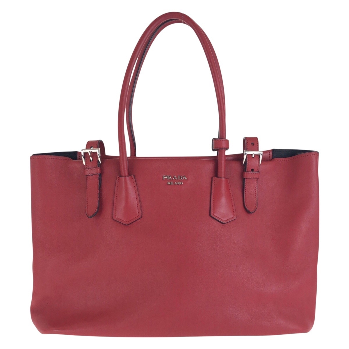 美品 レッド シルバー金具 レザー トートバッグ ショルダーバッグ レディース 501552