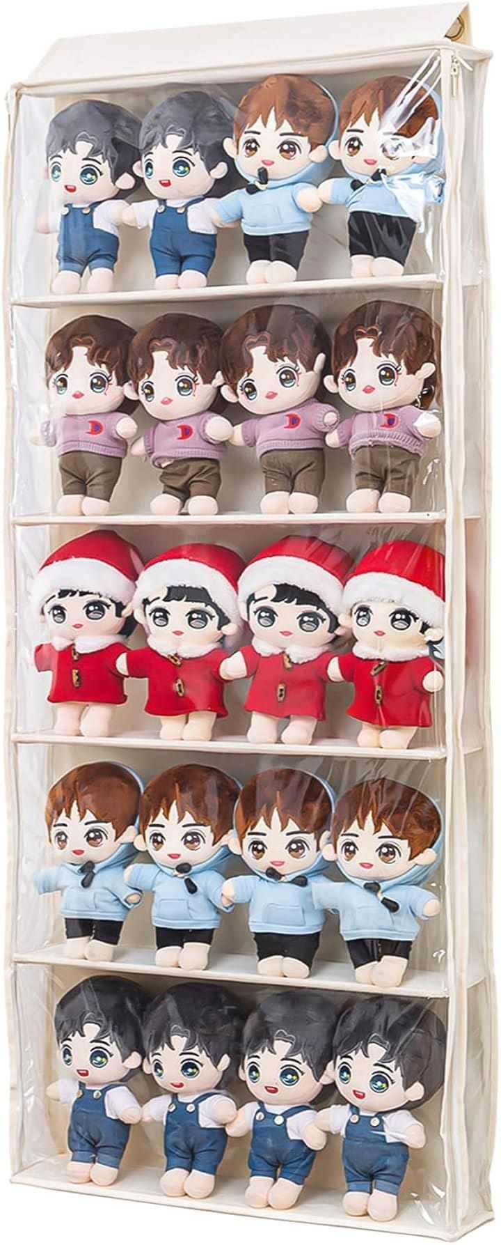 縫い包み 収納 ぬいぐるみ ぬいぐるみ収納 ウォールポケット(ベージュ, 5段幅広)