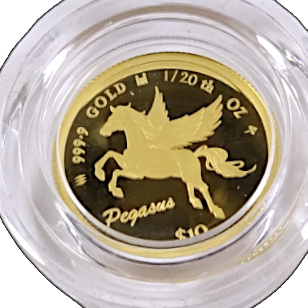 純金コインK24 ペガサス金貨 1/20オンス ＄10 2024年製 裏面チャールズ国王