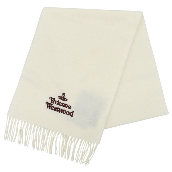 ヴィヴィアンウエストウッド マフラー レディース ウール ホワイト EMBROIDERED LOGO 81030007W00Q7A401 VIVIENNE WESTWOOD
