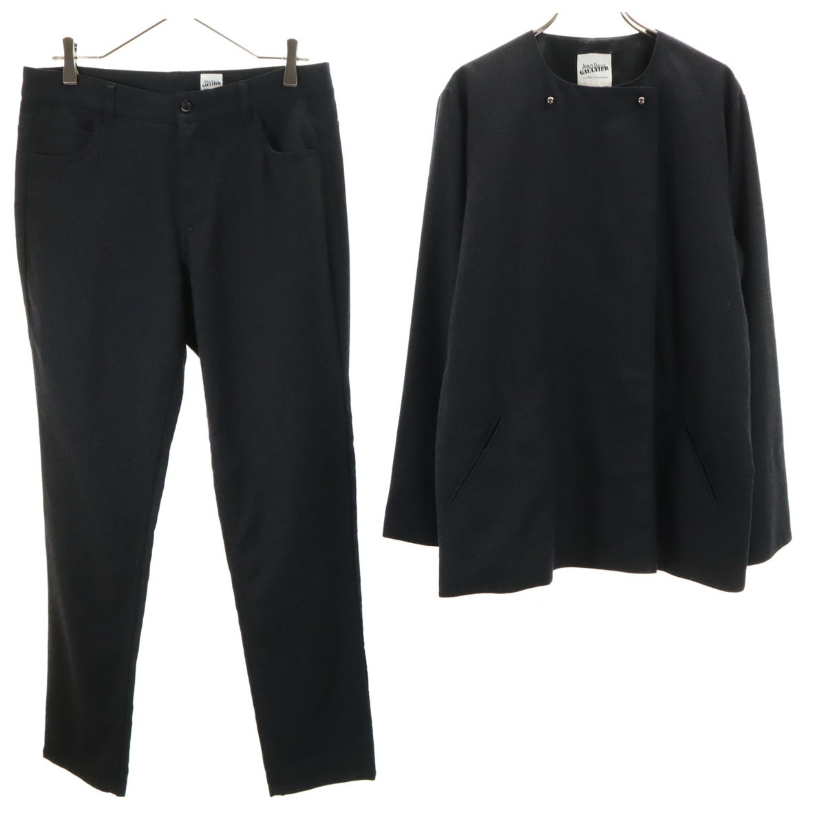 ウールジャケット 上下セットアップ 42 ブラック レディース 古着