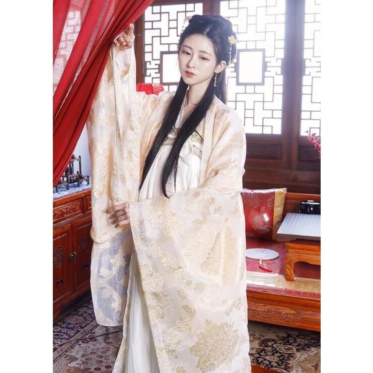 豪華4点セット中華服　レディース用中国古代宮廷衣装　華やかな振袖漢服唐装　チャイナドレス　ショール付　金色刺繍カバー　華流舞台ステージダンス衣装　チャ30%までに制限