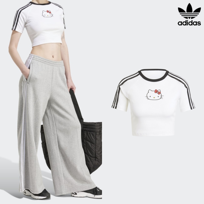 [ADIDAS] アディダス レディース アディダス x ハローキティ 3S ベビーティー ホワイト / BABY TEE WHITE