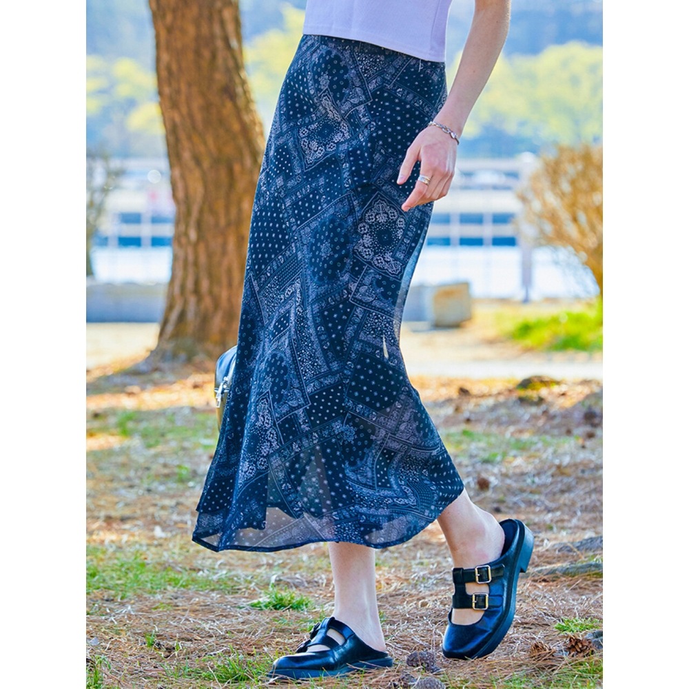 KOLEAT クーリング冷蔵庫バンダナスリムラインフレアロングスカート 604