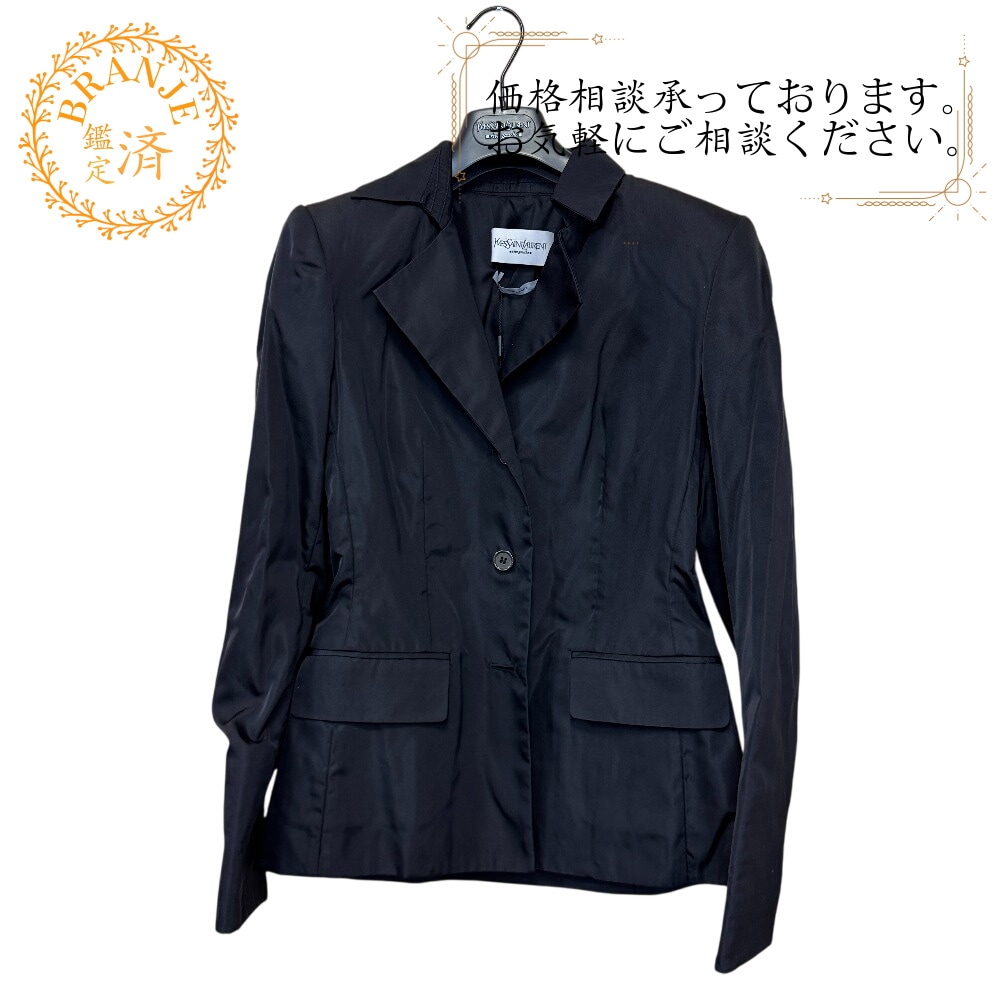 シルク テーラードジャケット ブラック レディース