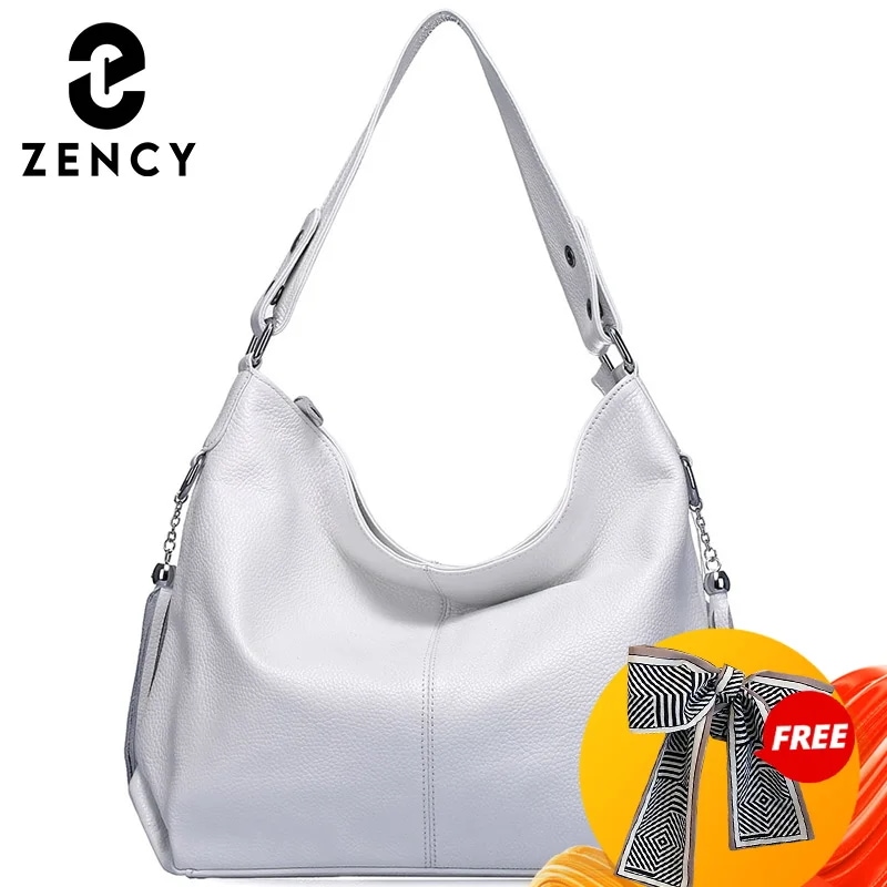 Zency-女性用の大きな牛革のショッピングバッグ ジッパー付きの本革バッグ ヴィンテージタッセル 黒と赤のストラップ ショルダーストラップ