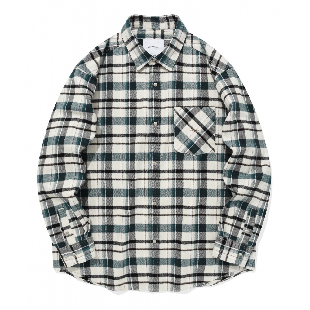 COVERNATチェックオーバーシャツグリーン