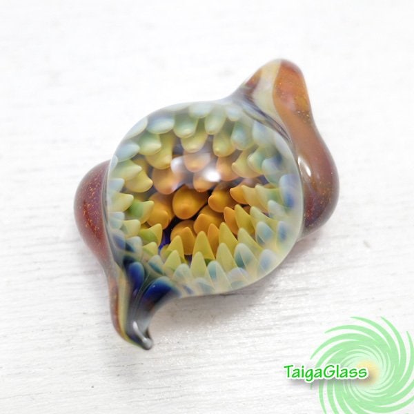 イエロー フラワー ペンダントトップ パイレックス ガラスペンダント TaigaGlass