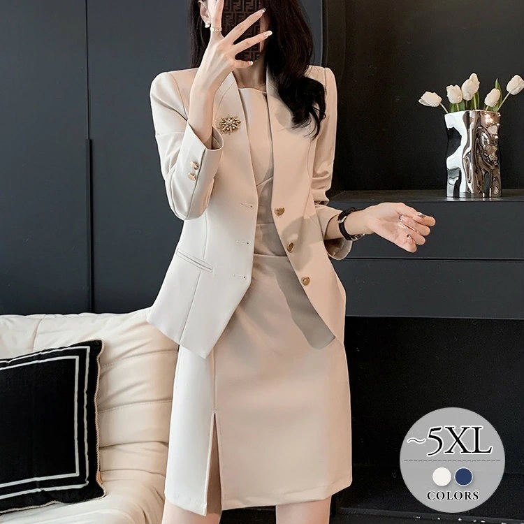 ワンピーススーツ スーツセット セットアップ ママスーツ レディース 卒園式 卒業式 入園式 入学式 大きいサイズ お呼ばれ フォーマルスーツ パーティー 同窓会 30代 40代 50代 オフホワ