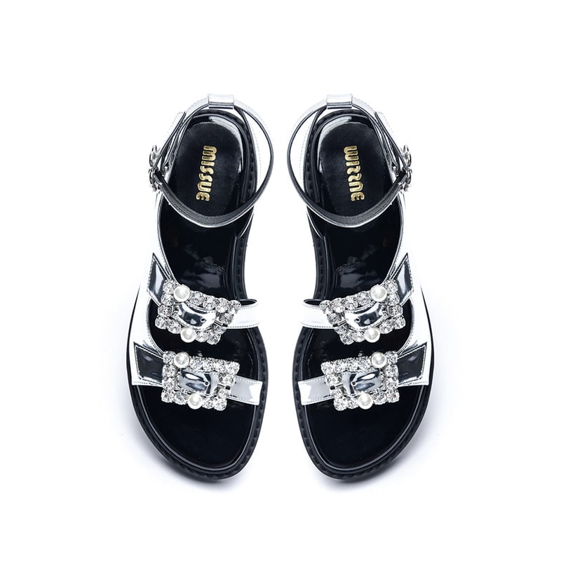 パーツポイント厚底サンダル[シルバー]