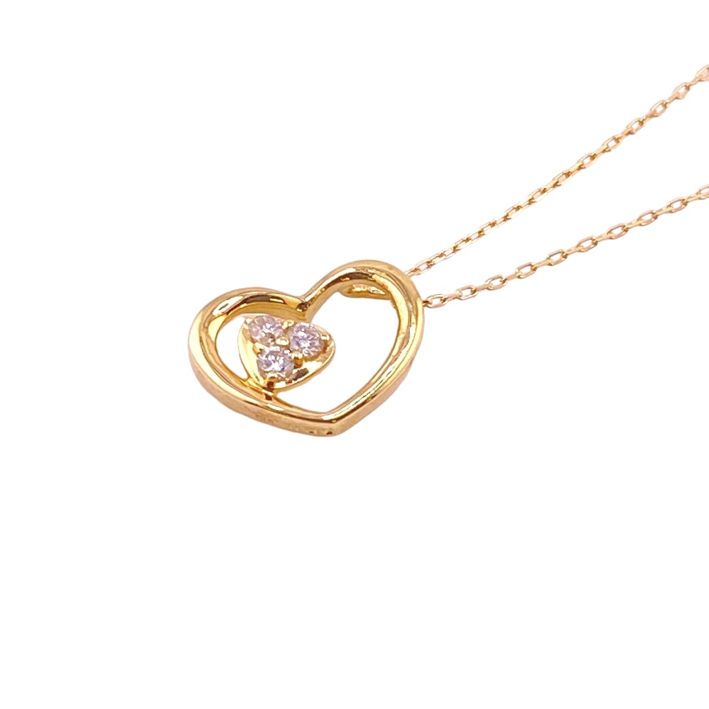 ハートＩＮハート 天然ダイヤ 0.05ct ダイヤモンド ネックレス ゴールド レディース ブランド