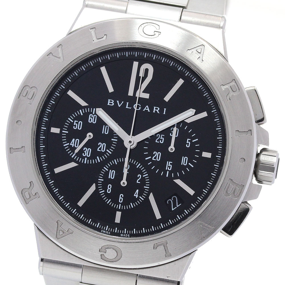 ブルガリ BVLGARI DG41SCH ディアゴノ・ヴェロチッシモ クロノグラフ デイト 自動巻き メンズ 良品 箱付き_848999【中古】