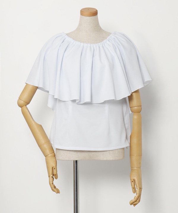ワイドフリルシャーリングブラウス