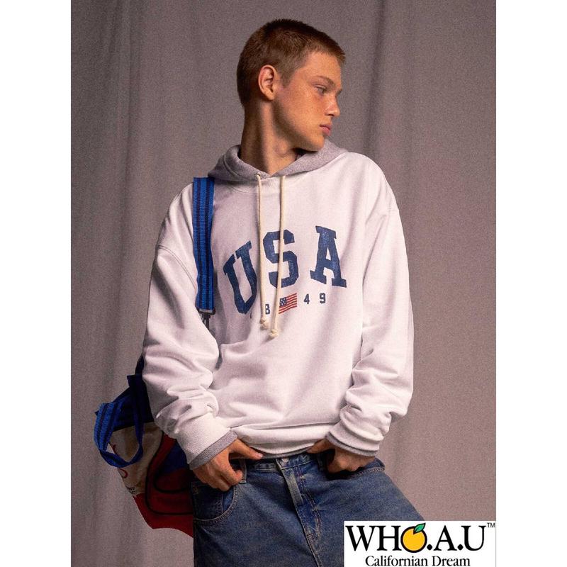 W.A.U USA Printing Sweatshirt-IVORY-WHMWF4T02U