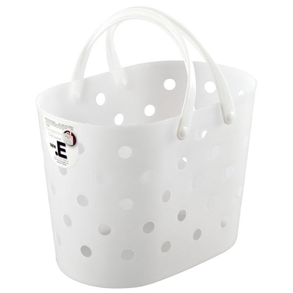 (まとめ) 収納かご/ランドリーバスケット (クリア) ソフトタイプ 持ち手付き 『ニュードットEバスケット』 (18個セット)