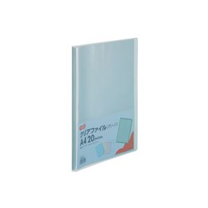 (まとめ) TANOSEE クリアファイル A4タテ20ポケット 背幅14mm グリーン 1セット(10冊) (×10セット)