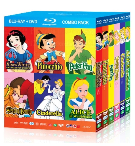 [Blu-ray+DVD] ディズニー6種コンボパック白雪姫 ピノキオ ピーターパン シンデレラ 不思議な国のアリス 眠れる森の美女