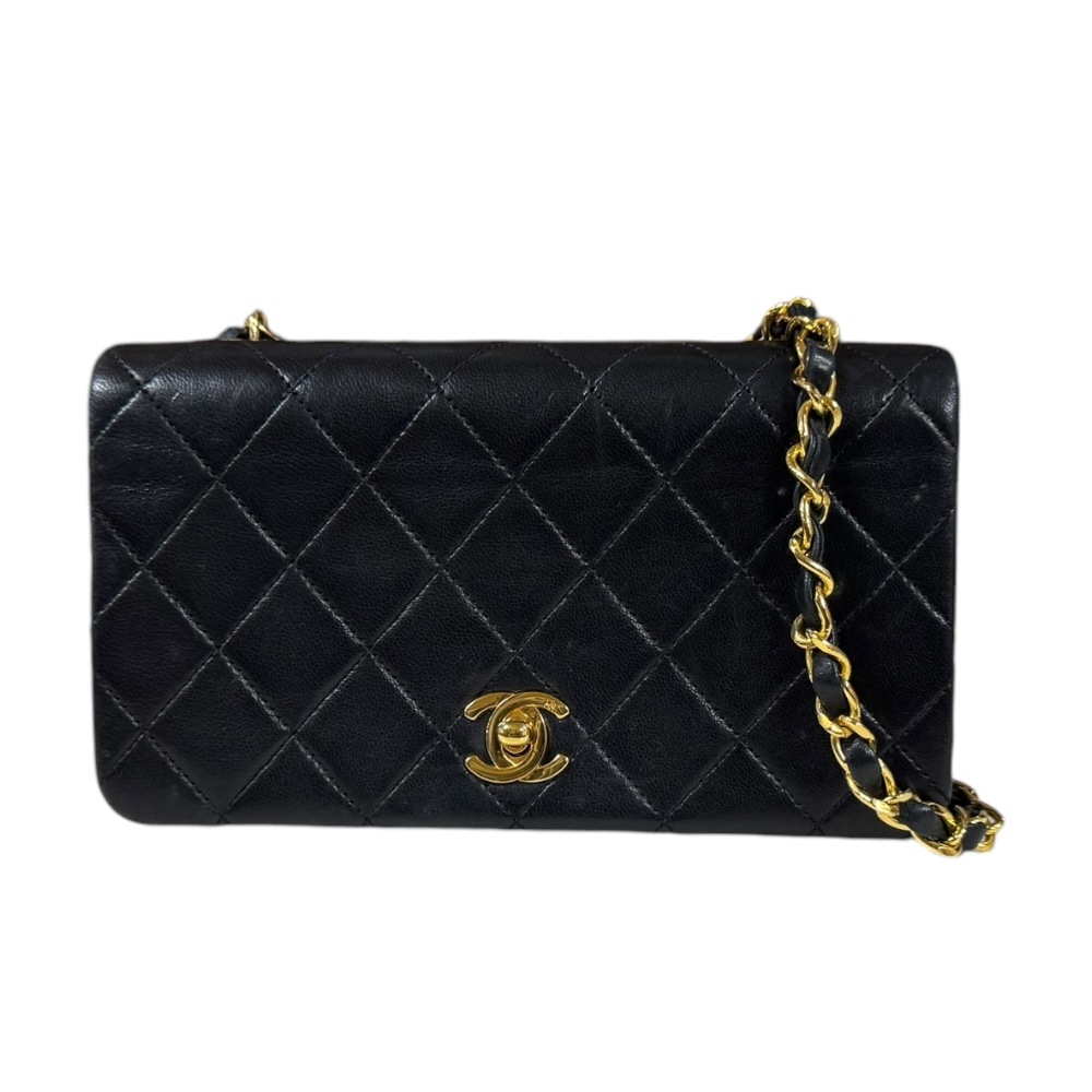 シャネル ミニマトラッセ ショルダーバッグ ラムスキン ブラック CHANEL 中古 美品