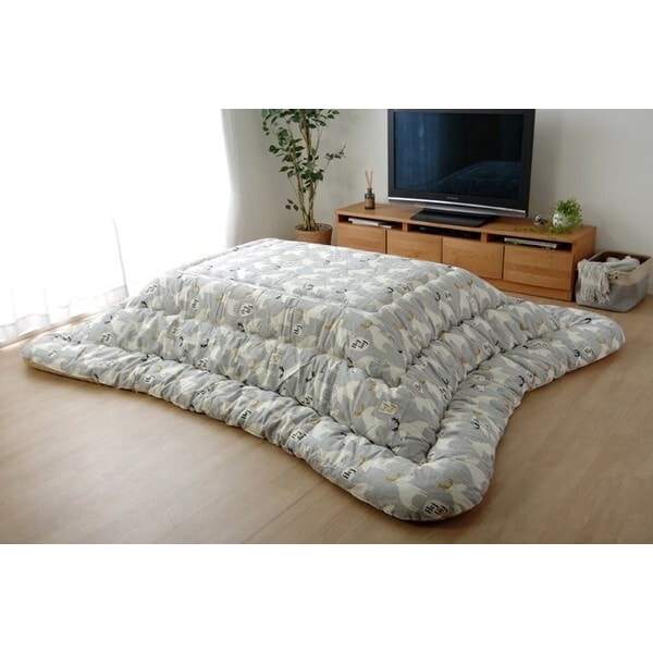 1160870130203 こたつ布団 長方形 国産 北欧調 アニマル 掛け単品 グレー 約205×245cm メーカー直送