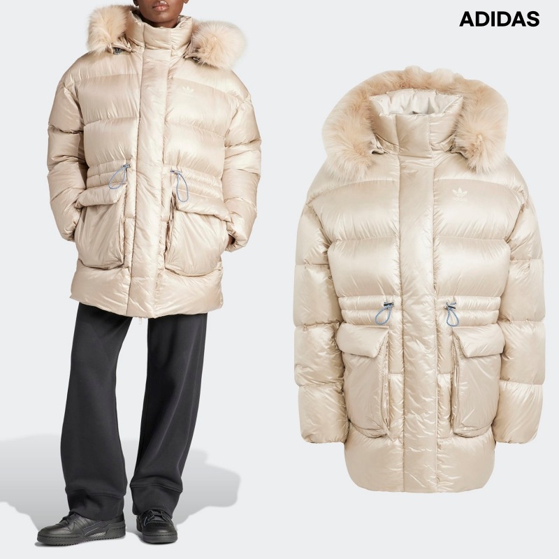 [ADIDAS] アディダス ユニレディース パフ ロングファージャケット / PUFFED FUR JACKET Wonder Beige