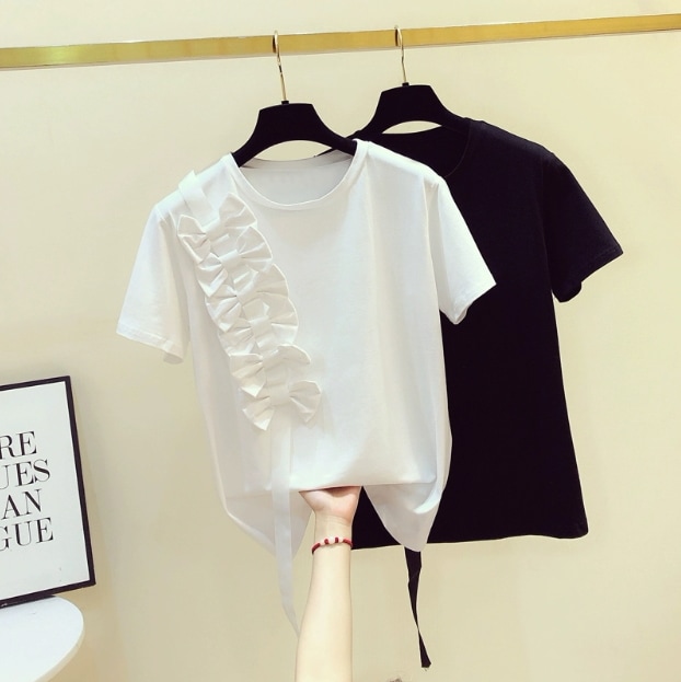 レディース トップス カットソー Tシャツ 半袖 ラウンドネック フェミニン フリル かわいい 大人可愛い シンプル カジュアル 上品 おしゃれ こなれ感 ラフ ガーリー 個性的 エレガント ラブリー 4,937円