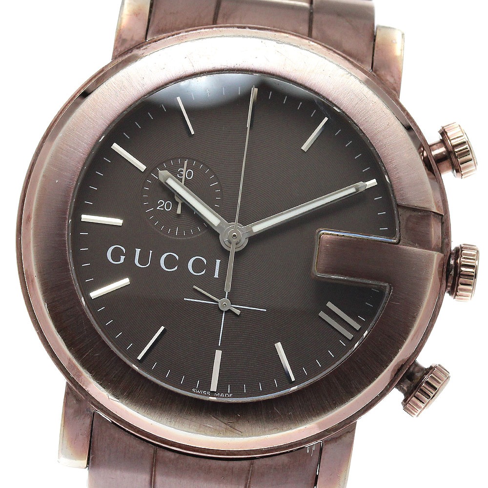 グッチ GUCCI 101M/YA101341 Gクロノ クロノグラフ クォーツ メンズ 内箱・保証書付き_951652【中古】