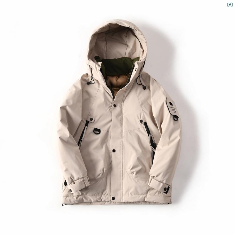 メンズ　男性　メンズファッション　オシャレ　カジュアル シングル グラフェン 反射 屋外 防水 作業着 カジュアル フード付き コットン コート メンズジャケット 0735